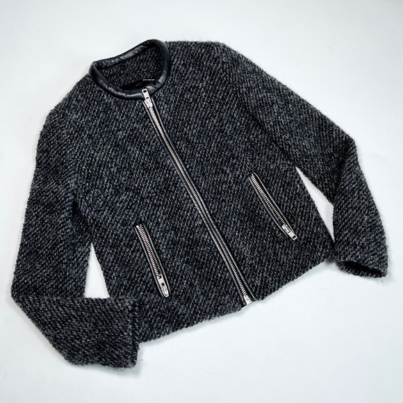 THE KOOPLESS Womans Blazer Wool Jacket Mohair Alpaca Boucle Zip Front Blazer 34 - Picture 3 of 10